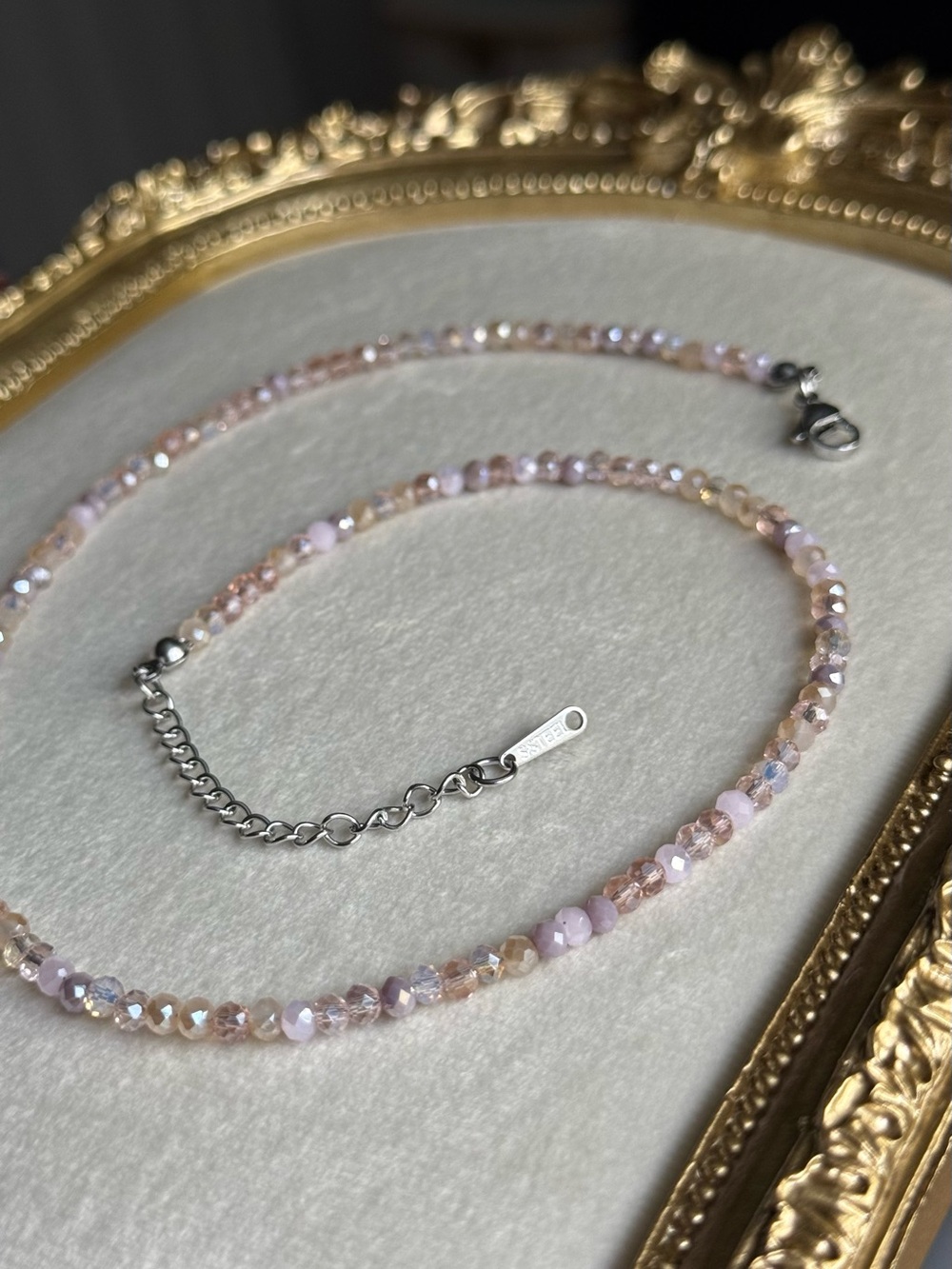 Delicate Pink Crystal Beaded Necklace